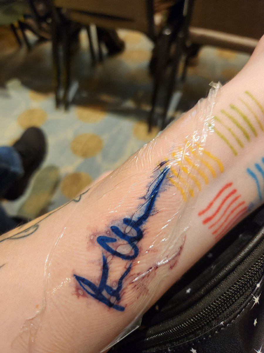 Stev_a_roni's tweet image. I got #PeterCullen to sign my arm and got it tattooed, too. #TFConLA2023