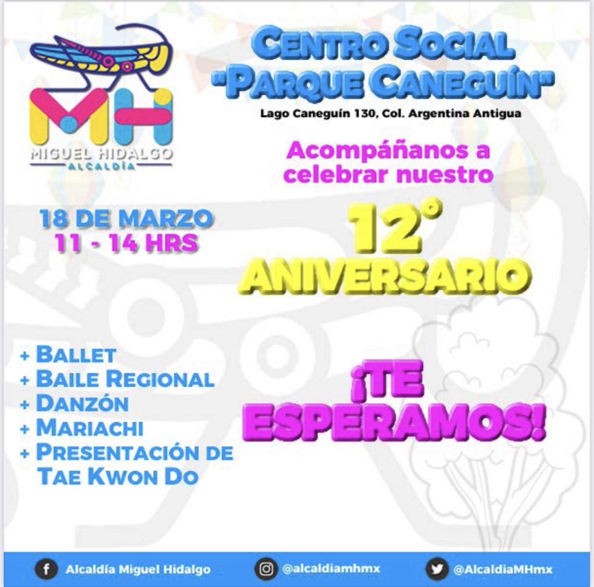 Alcaldía MH Desarrollo Social (@mhdessocial) on Twitter photo Te esperamos al Aniversario del Parque Caneguin #CentrosSocialMH #AlcaldíaMiguelHidalgo Te esperamos al Aniversario del Parque Caneguin #CentrosSocialMH #AlcaldíaMiguelHidalgo