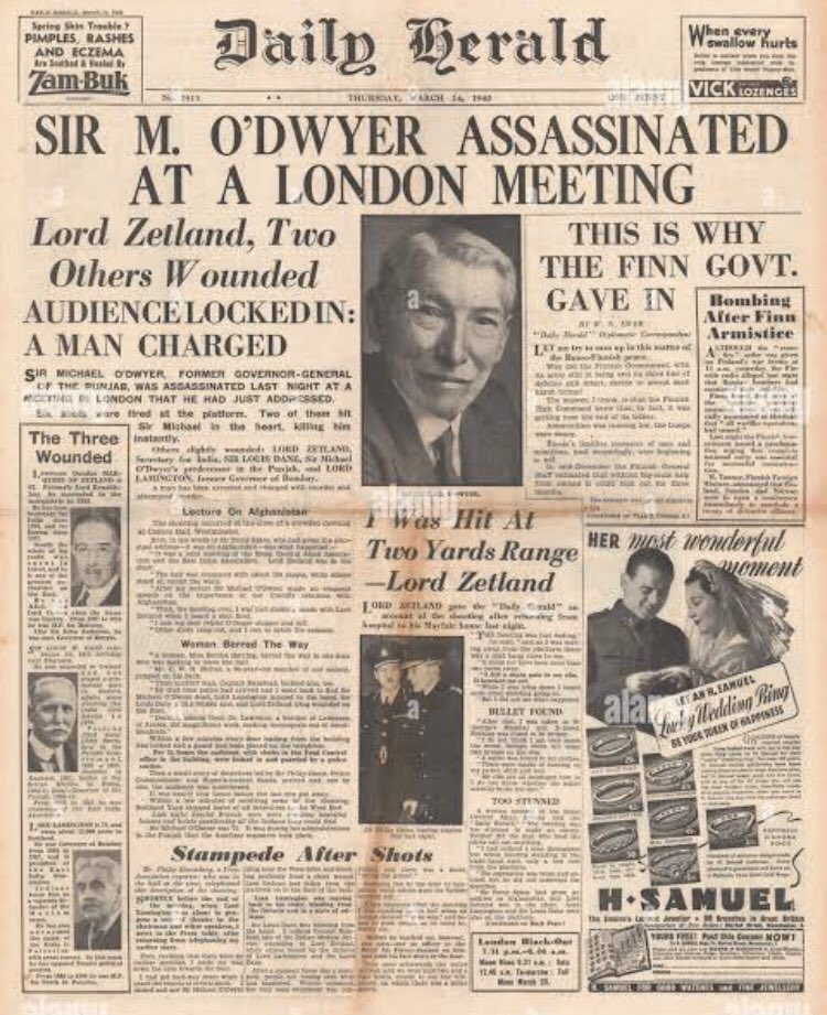 kuldeep03b's tweet photo. Exactly 83 years ago on 13th March 1940, Ram Mohammad Singh Azad assassinated Michael O'Dwyer in Caxton Hall &amp; took revenge for Jallianwala Bagh massacre.

We salute the valor &amp; sacrifice of 
#ShaheedUddhamSingh
#ReleaseSikhPrisoners https://t.co/bDZA42JWCr