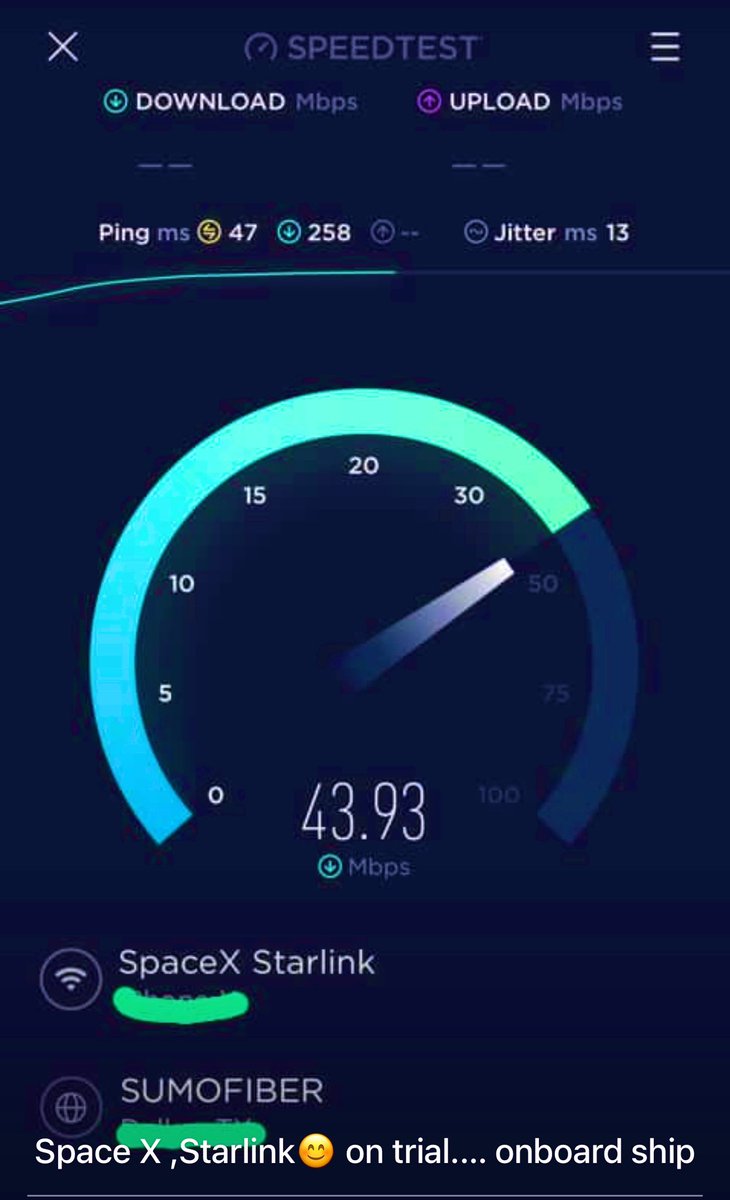 Internet speed after #Starlink Internet onboard one of the <a href="/angloeasterngrp/">Anglo-Eastern</a> ship.  

Game changer in #seafarers wellbeing.