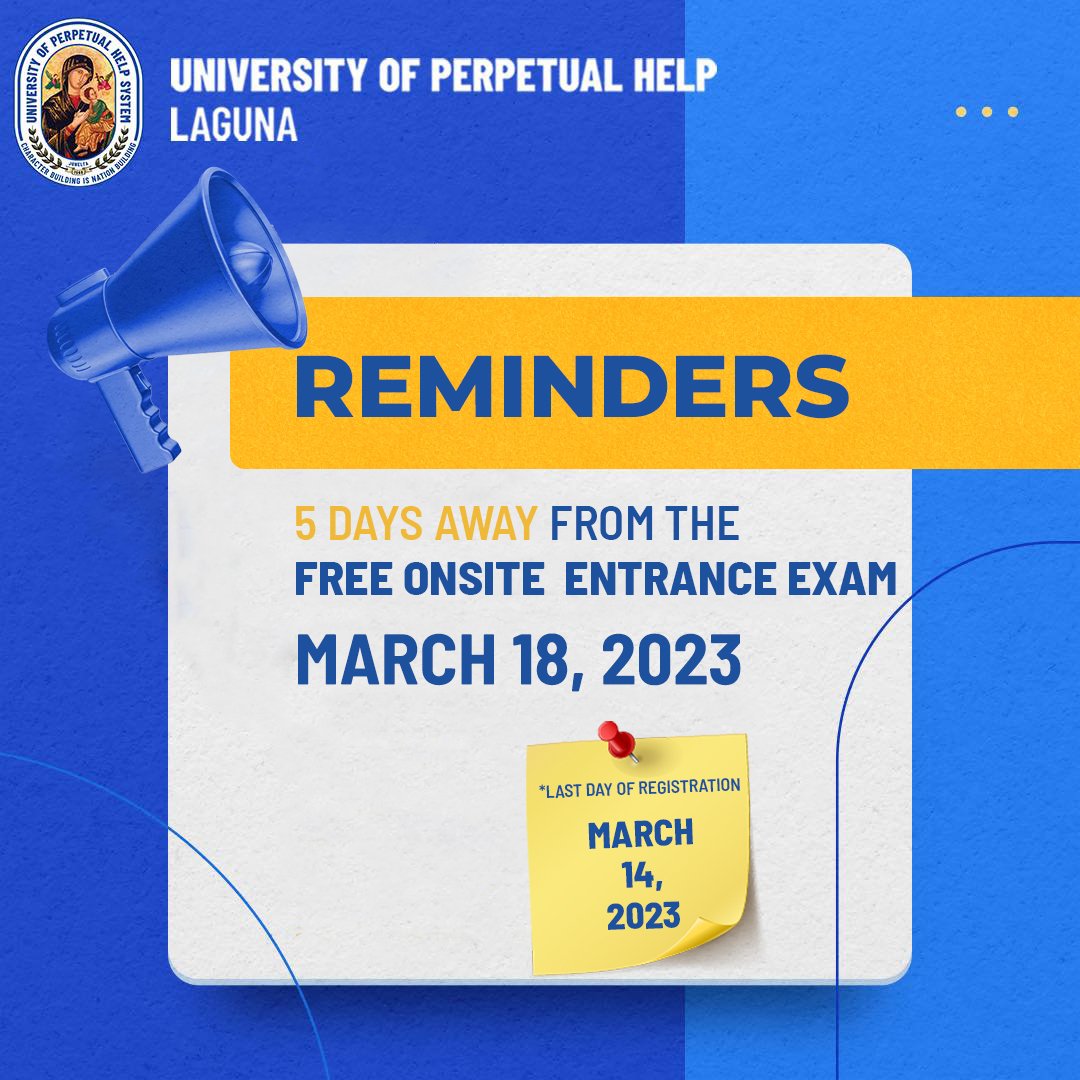 UPHSL_Binan's tweet photo. REMINDER: We are 5 days away from our FREE Onsite Entrance Examination for the Academic Year 2023-2024. Successful registrants can expect an email from UPHSL indicating details and exam guidelines starting March 15, 2023. https://t.co/Sdy71kTU13
