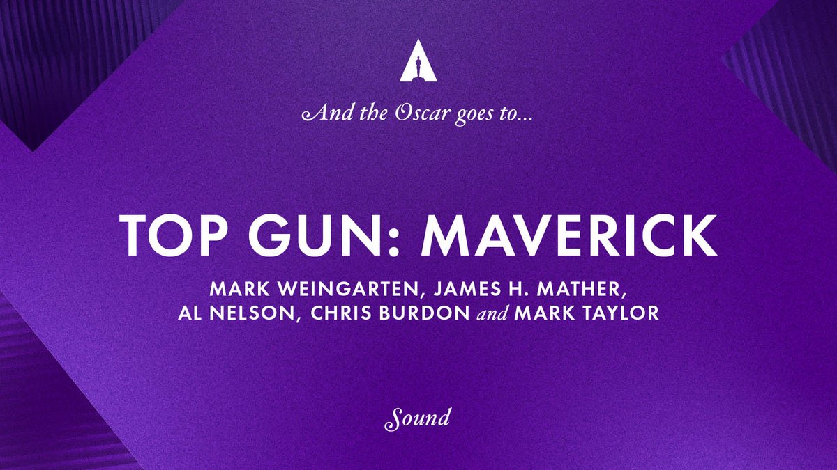 The Oscar for Best Sound goes to...'Top Gun: Maverick' #Oscars #Oscars95