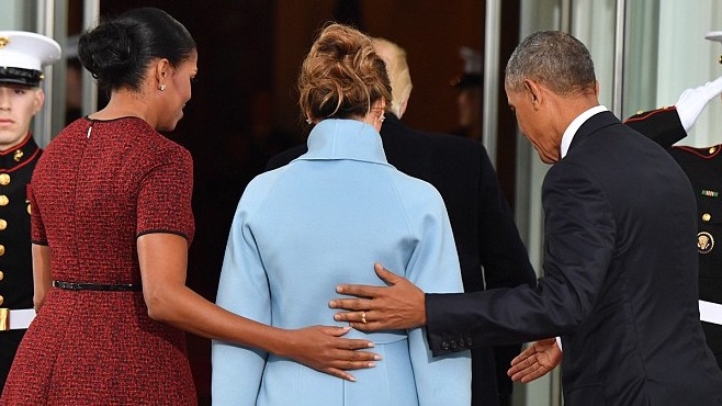 Remember when Michelle &amp; Barack Obama graciously rescued Melania Trump after Donald abandoned her on the WH steps. That’s how it’s done.
