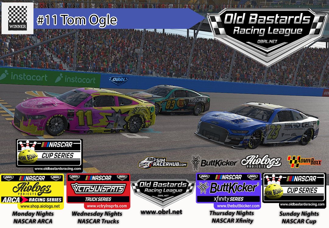 OBRL_Racing's tweet photo. The Bastards Rolled into the Phoenix and Put on a show in the Kim Bowl Cup Series 
Congrats Tom Ogle  Winning the Race.  
Dwayne McArthur and Josh Robinson take 2nd, 3rd in the Race

Sim Racer Hub The ButtKicker Aiologs #adminboxx https://t.co/pxtW4Uwgrz