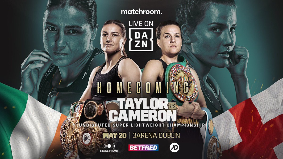 Chantelle Cameron vs Katie Taylor for the Undisputed 140 Pound Junior Welterweight Crown 👑 on DAZN May 20th In Dublin. #fighthooknews #camerontaylor #daznboxing #matchroomboxing #boxingmedia #boxinguk #irishboxing #jcalderonboxingtalk