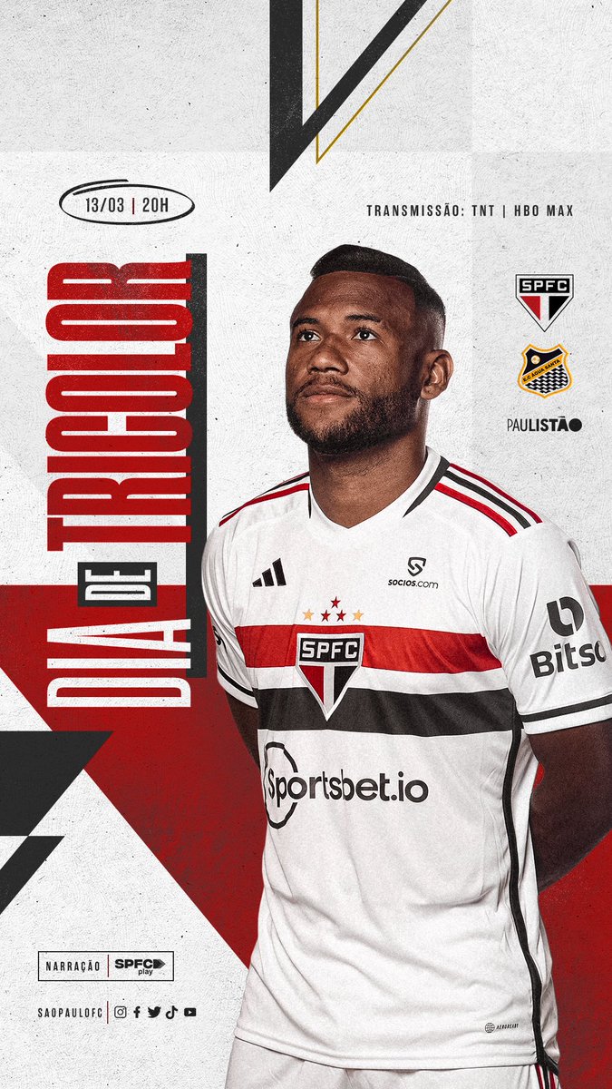 SaoPauloFC's tweet photo. Hoje tem São Paulo! Em busca de vaga na semifinal! É #DiaDeTricolor!

⚽ São Paulo x Água Santa
🏟 Allianz Parque
⏰ 20h
🏆 @Paulistao 

📺 TNT e HBO Max
🎙️SPFC Play

#VamosSãoPaulo 🇾🇪 https://t.co/H63AYJNzCu
