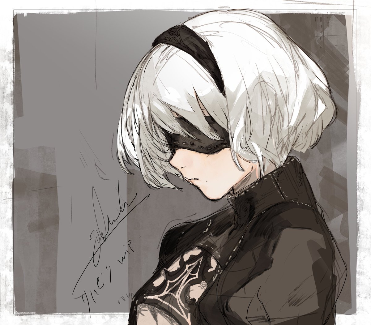 ヨルハ二号B型 「リハビリでかいた 2B 」|木野花ヒランコ(株式会社レッドハウス)のイラスト