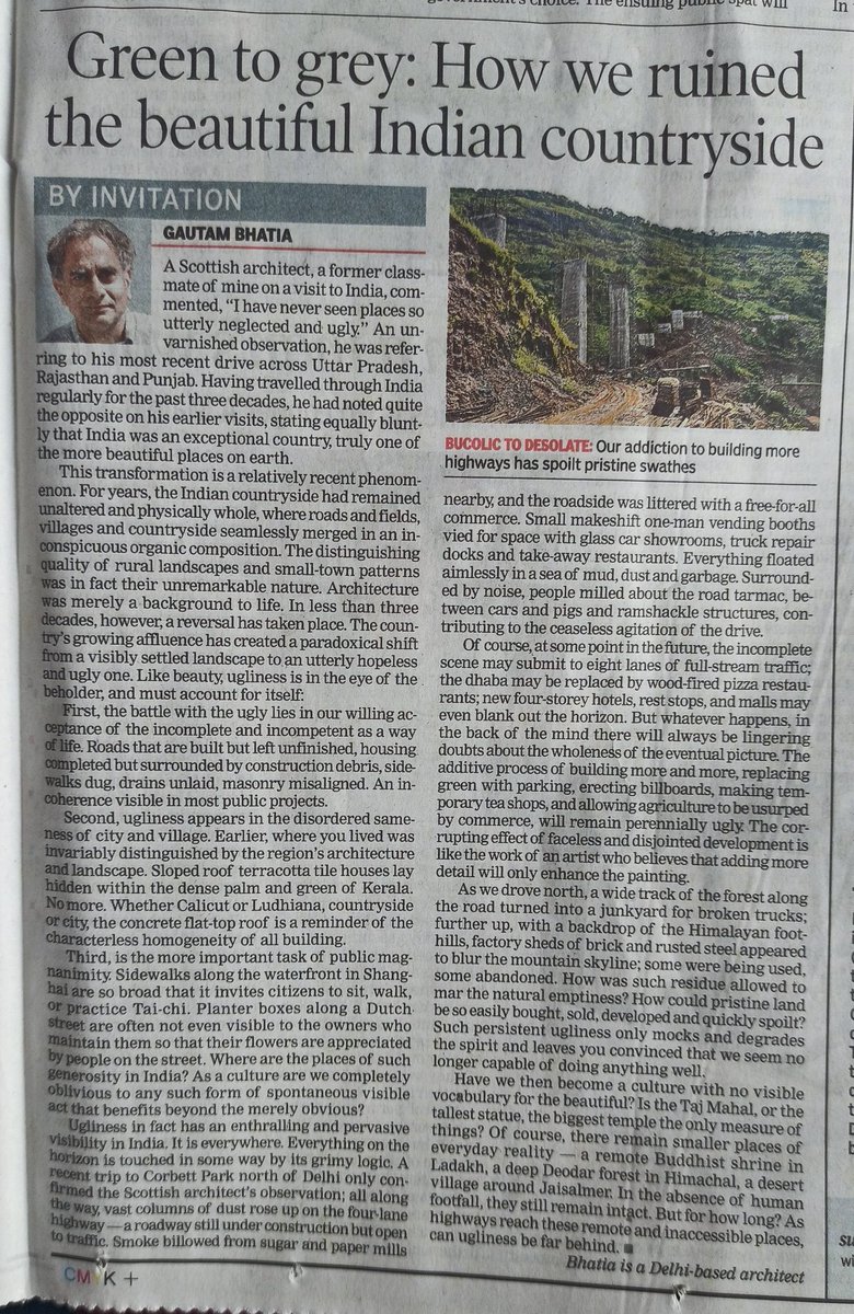 geetaseshu's tweet image. This has been my pet peeve...nay, dirge, for some years now. The urbanised &quot;vikas&quot; across India has been uniformly ugly. It is depressing and demeans human life. Politicians, bureaucrats and real estate lobbies push aside environmental concerns.The lack of planning is criminal.