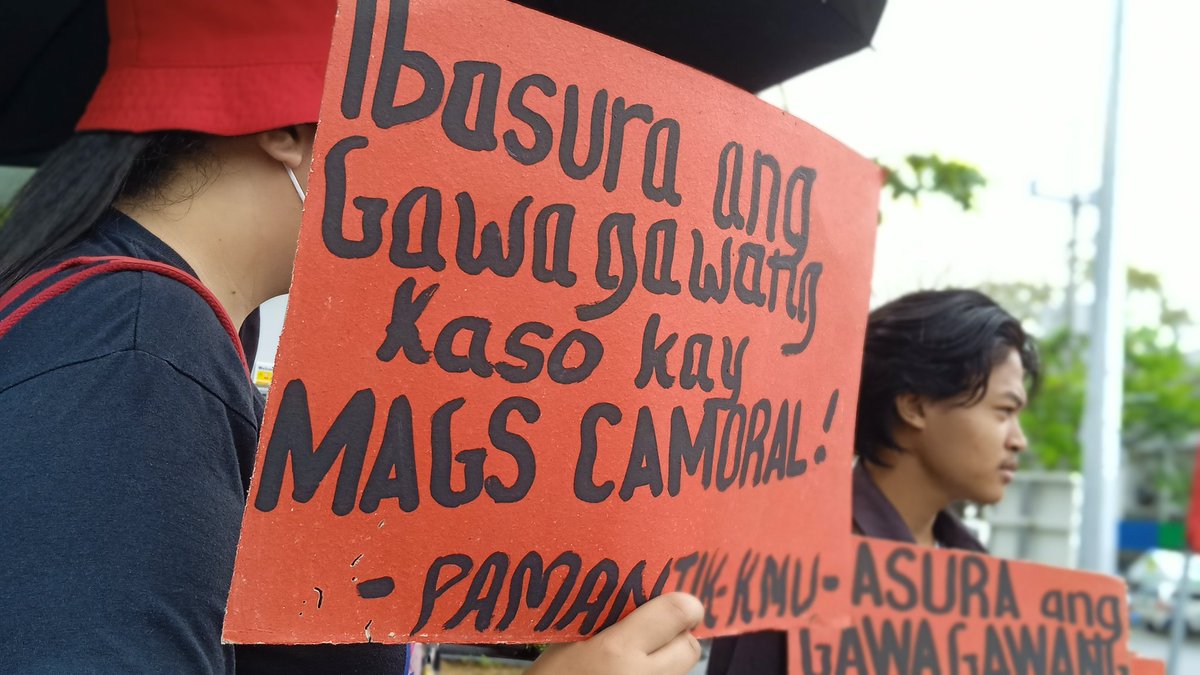 LakapatiLaguna's tweet photo. JUSTICE DELAYED IS JUSTICE DENIED!

Lakapati Laguna and other organizations led by Free Laguna 5 Network mounted a protest following Cabuyao RTC's rescheduling of Mags Camoral's case hearing for the fourth time today, March 13.

#DefendSouthernTagalog
#HandsOffQueerActivists https://t.co/Xvi1A5a3k9