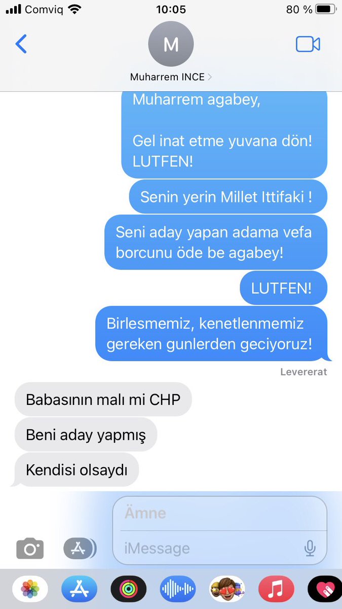 Muharrem Ince ile mesajlasmam, isterseniz paylasabilirsiniz.