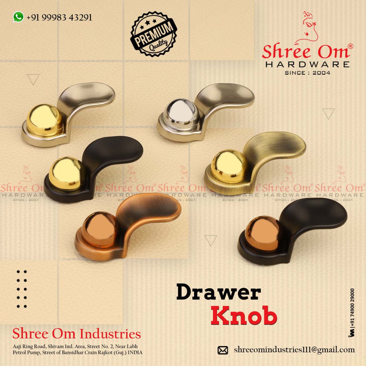 ibais_hardware's tweet photo. Shree Om Industries - Rajkot

For enquiry via WhatsApp click: 
https://t.co/c0fvROjIMH

Mr. Alpesh Barasiya- 99983 43291
#khutihardware #towerbolt #kitchenjali #towelrack #curtainbracket #khutihardware #doormagnet #glassstud #sofaleg #drawerknob 
.
@IBAISMEDIA https://t.co/RD9veFAZ92