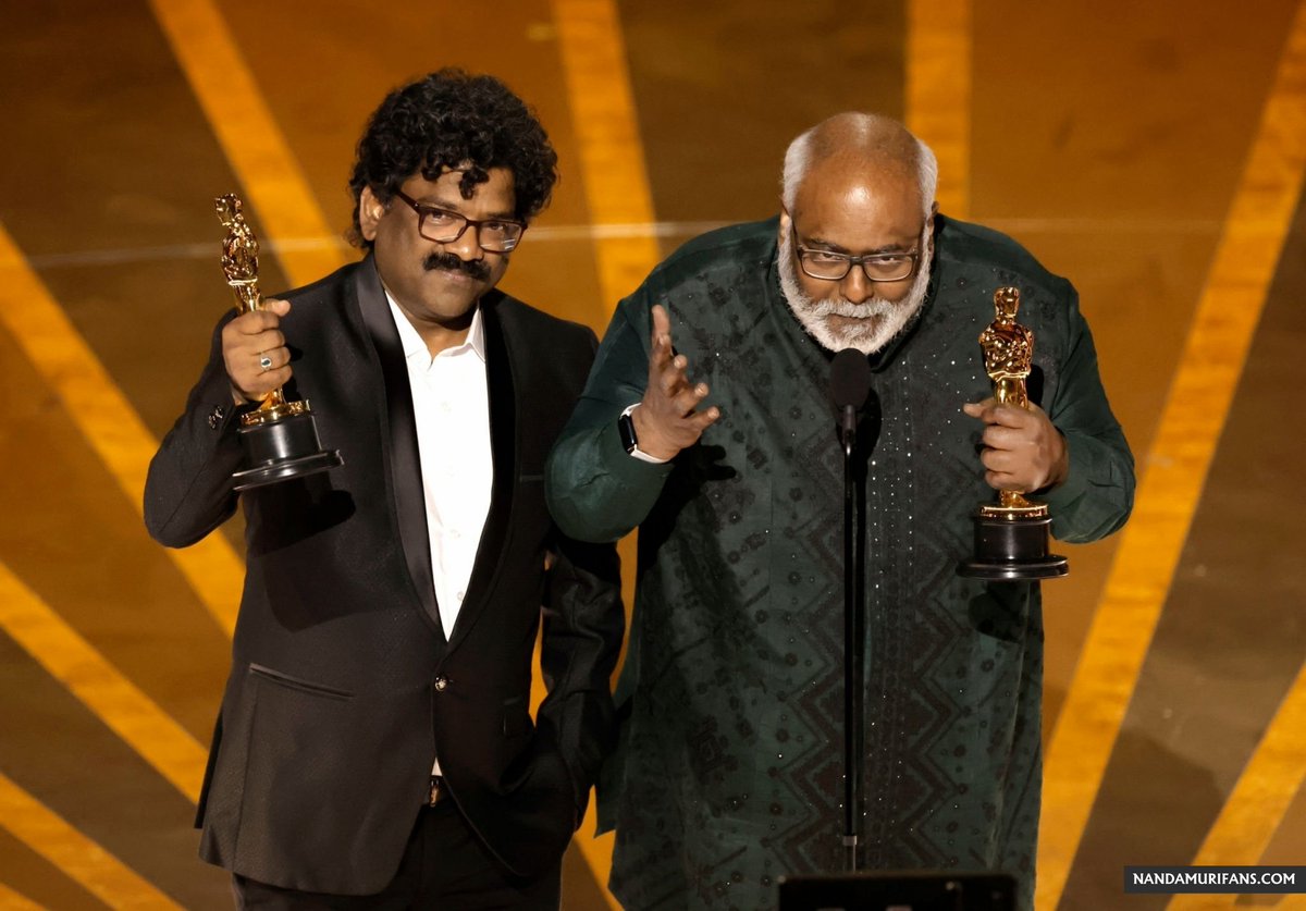 mugeshmaran's tweet photo. HISTORY CREATED BY INDIAN CINEMA AT GLOBAL LEVEL 🔥

'Naatu Naatu' from 'RRR' wins the Oscar for Best Original Song!    #Oscars95      🙌🙏🙏

Hearty congratulations to the entire team of #RRRMovie.. We are So proud of you ❤️❤️❤️#NaatuNaatu #NaatuNaatuForOscars https://t.co/3RPsVHEptj