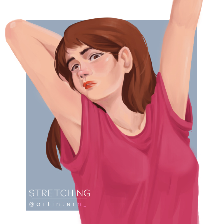 artintern_'s tweet photo. Take a break from work and stretch those muscles! 🤸‍♀️🌞 #Stretch #SelfCare #DigitalArt #skecth #painting #DigitalArtist #digitalpainting https://t.co/aKyCoC2O7o