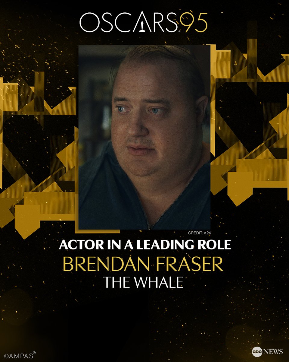 GMA's tweet photo. BREAKING: @TheAcademy Award for Best Actor goes to Brendan Fraser in @TheWhaleMov.

#TheWhale #Oscars95 #Oscars https://t.co/tfllOzOQZ1