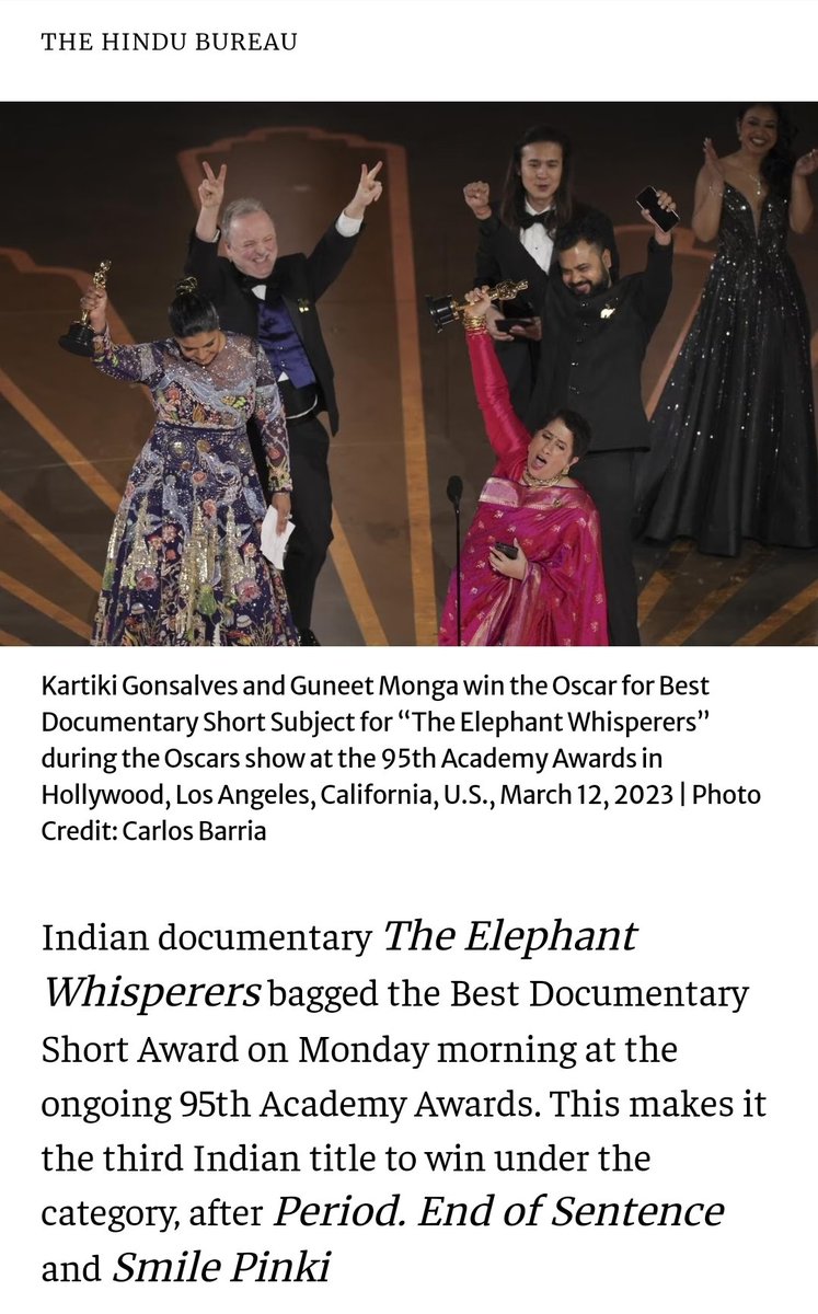 VasuKartik's tweet photo. @EarthSpectrum 
Congrats for winning the Oscars
The entire team of the Elephant Whisperers https://t.co/Ezhwyykma8