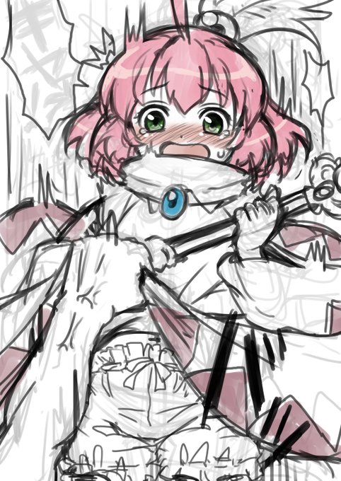 Skeb進捗:ラフver.2
ローブを捲られちゃうシロマちゃん 