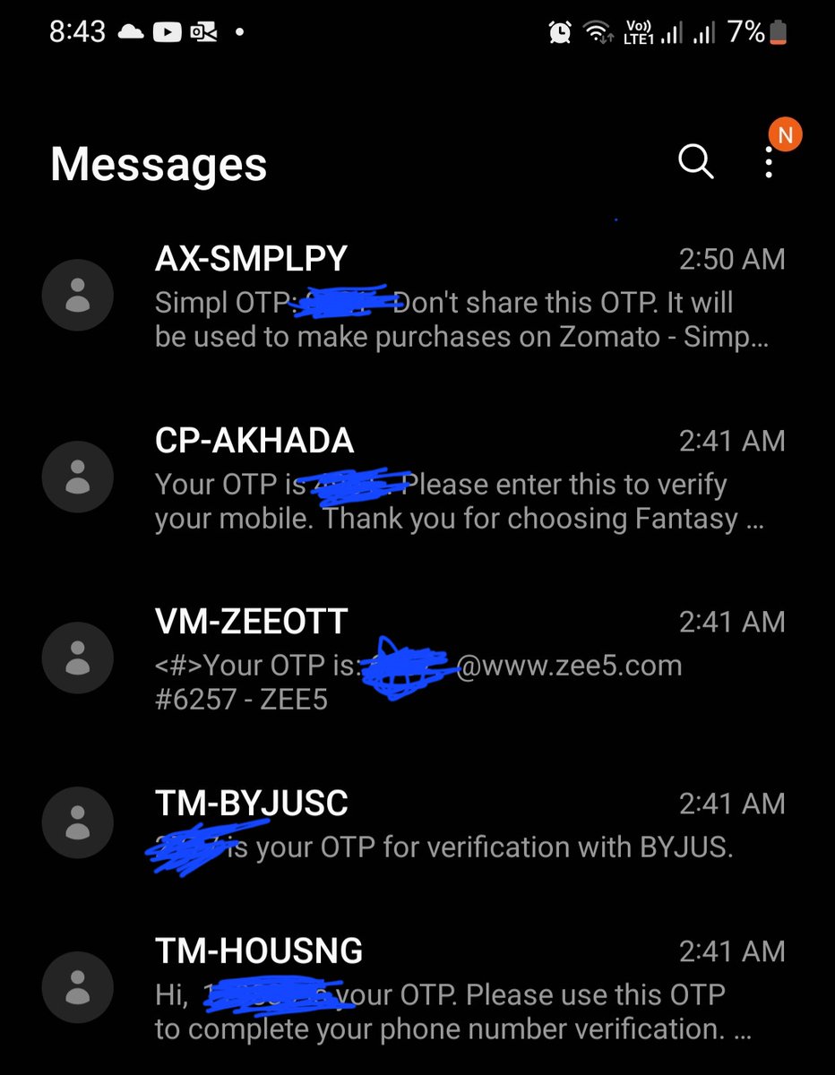 Shail_kothari's tweet photo. #PhishingAlert I have received OTPs from 
@Housing @ByjusSupport @ZEE5India @FantasyAkhada s
@getsimpl while I was sleeping. I have not initiated any such transactions. Please register my complaint for investigation. https://t.co/YpU8TnA0BA