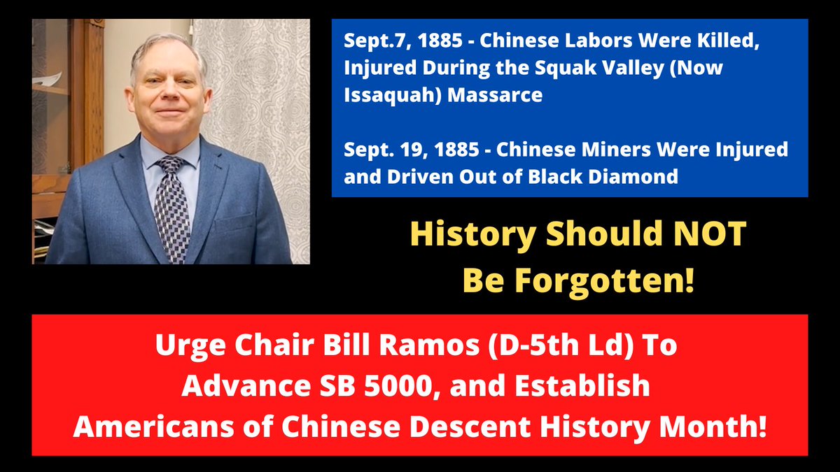 i200advocate's tweet photo. SB5000 passed the #waleg Senate 48 to 0 on 2/1 and has been waiting to be advanced in the House since 2/3. After @WAHouseDems killed an identical bill last year (https://t.co/lxfyV8bbys ), will they kill Americans of Chinese Descent History Month again this year? https://t.co/b1lr5ol84P