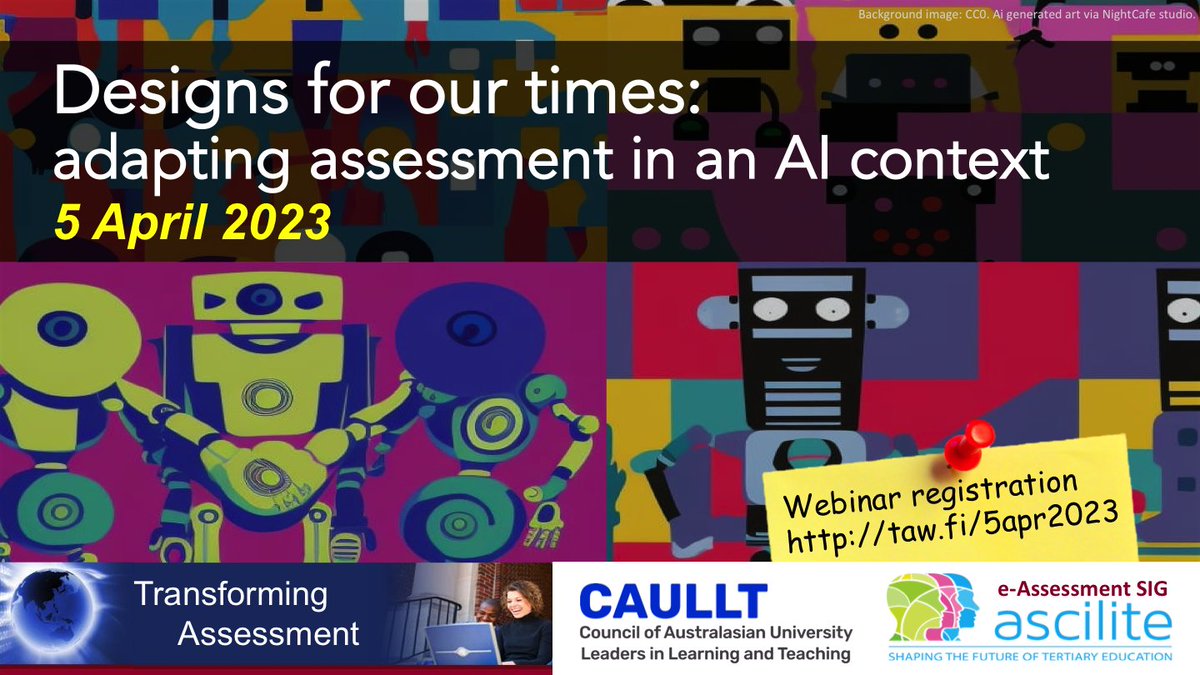 Transform Assessment (@transformassess) on Twitter photo 5 Apr 2023: Designs for our times: adapting assessment in an AI context. Panel discn. Reg: taw.fi/5apr2023 <a href="/ascilite/">ASCILITE</a> @caullt <a href="/AheConference/">AHE Conference</a> <a href="/TEQSAGov/">TEQSA</a> <a href="/NCVER/">NCVER</a> <a href="/auselearn/">E-learning Strategy</a> <a href="/ACENau/">ACEN</a> <a href="/ACODEnews/">ACODE exec</a> @JISC <a href="/uniaus/">Universities Australia</a> @HERDSA3 <a href="/ODLAAorg/">ODLAA: Borderless Learning | Transforming Futures</a> <a href="/eAssess/">The eAssessment Association</a> <a href="/AEAe_2000/">AEA-Europe</a> <a href="/iea_education/">IEA - Education</a> <a href="/CRADLEdeakin/">CRADLE: Find us on Bluesky</a> 5 Apr 2023: Designs for our times: adapting assessment in an AI context. Panel discn. Reg: taw.fi/5apr2023 <a href="/ascilite/">ASCILITE</a> @caullt <a href="/AheConference/">AHE Conference</a> <a href="/TEQSAGov/">TEQSA</a> <a href="/NCVER/">NCVER</a> <a href="/auselearn/">E-learning Strategy</a> <a href="/ACENau/">ACEN</a> <a href="/ACODEnews/">ACODE exec</a> @JISC <a href="/uniaus/">Universities Australia</a> @HERDSA3 <a href="/ODLAAorg/">ODLAA: Borderless Learning | Transforming Futures</a> <a href="/eAssess/">The eAssessment Association</a> <a href="/AEAe_2000/">AEA-Europe</a> <a href="/iea_education/">IEA - Education</a> <a href="/CRADLEdeakin/">CRADLE: Find us on Bluesky</a>
