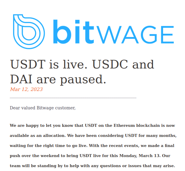 zarpele's tweet photo. Good Timing @Bitwage #BTC #USDC #USDT #ERC20 👏 https://t.co/nIGiDmnvrj