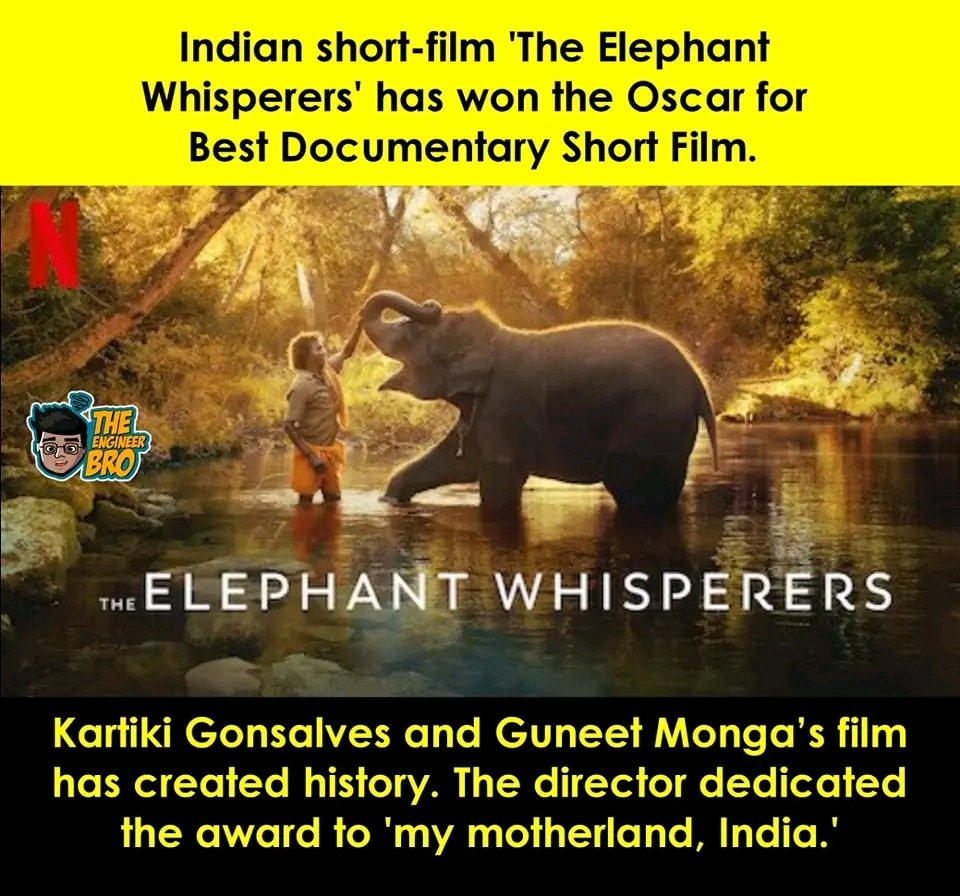 iamsrvvv's tweet photo. H I S T O R Y ❤️
#Oscars2023 
#Oscars95 
#Oscars 
#RRRForOscars 
#RRRFanCelebRRRation 
#TheElephantWhisperers https://t.co/kmx2f67j0M