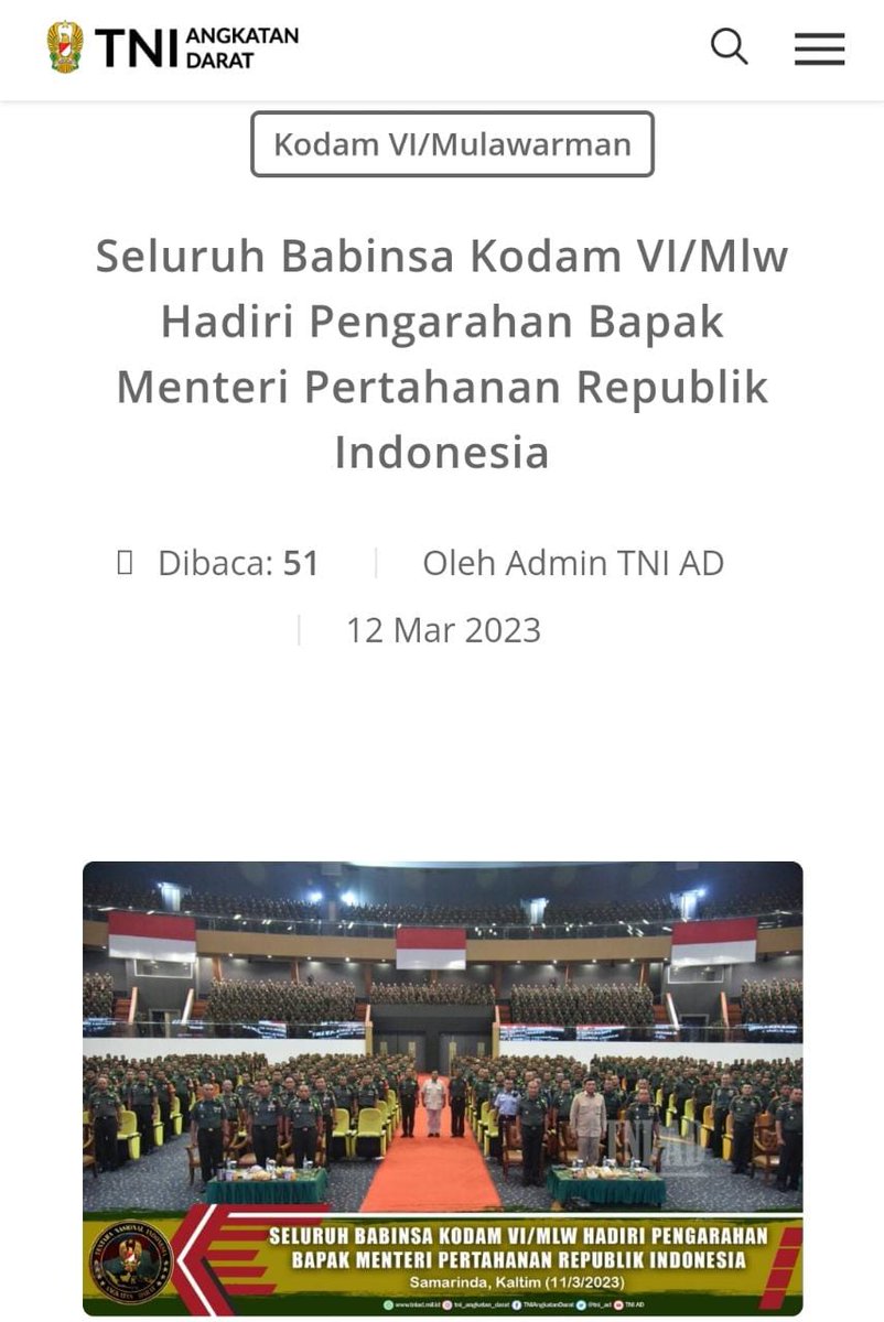 Ihsanmanss's tweet photo. benar2 top Tujuan kunjungan Menhan ke Kodam VI/Mlw untuk memberikan pengarahan kepada 2000 Babinsa jajaran Kodam VI/Mlw meliputi 3 Provinsi yakni Kaltim, Kalsel dan Kaltara

@Ngopibareng_DAR 

Angkatan Darat Di Hati Rakyat
Kasad Dudung Abdurachman https://t.co/iHNeq3TCeM