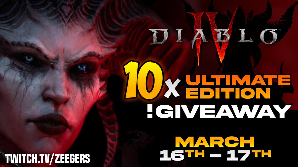 ZeegersTV's tweet photo. @Diablo FYI!
We have increased the winners to 4 ! 

4 people will be winning a copy of @Diablo Ultimate Edition! 

We will also be drawing out 6 more copies between March.16-17th LIVE on stream! 10 TOTAL!

Big thanks to my wonderful community for donating in so more people can enjoy D4! https://t.co/s29UTFzwRi