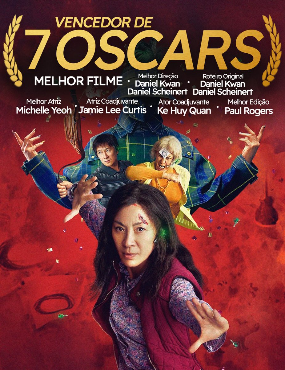 azinhabrasil's tweet photo. TUDO EM TODO O LUGAR AO MESMO TEMPO venceu 7 #Oscars, incluindo Melhor Filme, Melhor Direção e Melhor Atriz. https://t.co/yPuox7MC8l