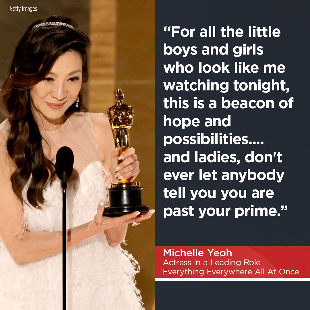Michelle Yeoh heads into Oscars Sunday as the first best actress nominee to openly identify as Asian. abc7.ws/3ZYRa87