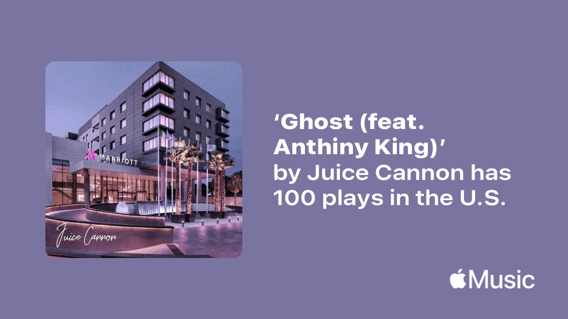 #Ghost Ft @AnthinyKing 100 Plays in 1 Billion more to go #Applemusic #RanB #MarriottHotels @AppleMusic. 
music.lnk.to/DVhkH4