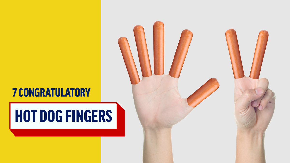 7 congratulatory hot dog fingers to this year's big movie winner! #HebrewNational #HotDogFingers