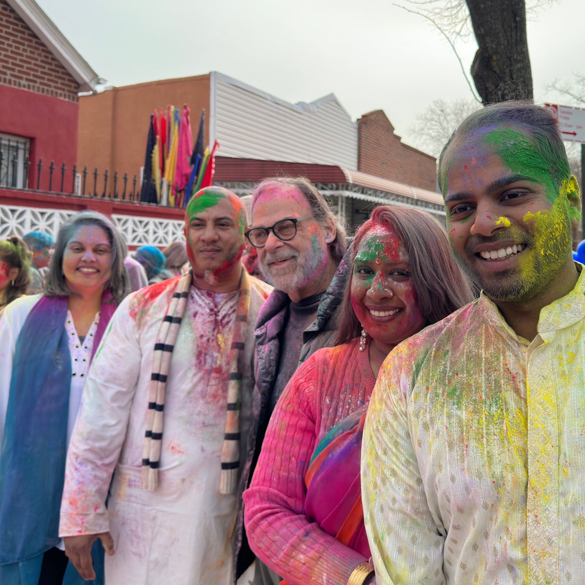 A few Hindus along with a Christian and Jew all celebrating #holi or the #festivalofcolors.

Respect.
Support.
Community.
Inclusion.

#phagwah #goodvibes #comingofspring #hinduism #thebronx #vishnumandir #hindufestival