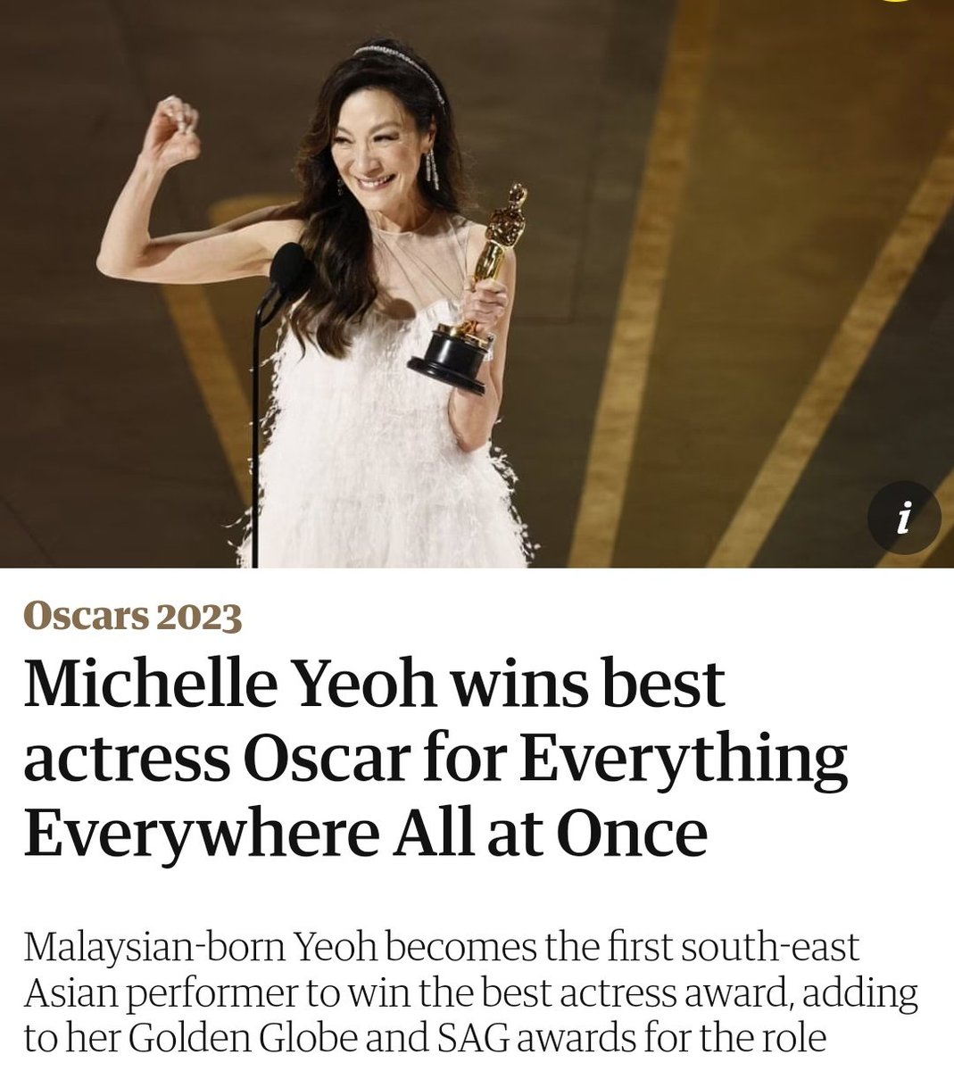 Michelle Yeoh menang Best Actress at the Oscars!!!!!

First Asian Lead Actress pulak tu. #proudtobemalaysian #ipohpeople