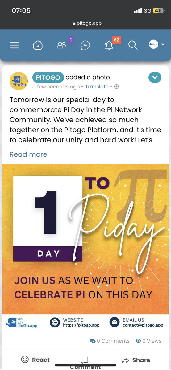 PitoGo_Services's tweet photo. Tomorrow is our special day to commemorate Pi Day in the Pi Network Community. We've achieved so much together on the Pitogo Platform, and it's time to celebrate our unity and hard work! Let's show our appreciation and gratitude for the Pi Communit.
@PiCoreTeam 
@nkokkalis https://t.co/8aTmy42j0Y