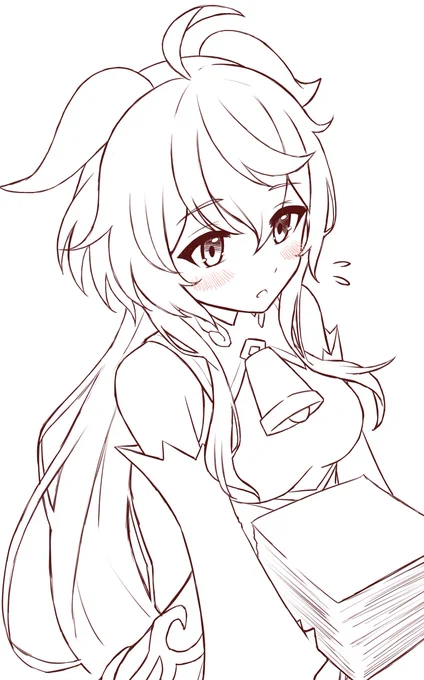 ゆっくり描く予定の甘雨ちゃん線画用のペンで線ラフしてみたけど、これまた線画で清書するの...??ってなったから反省 