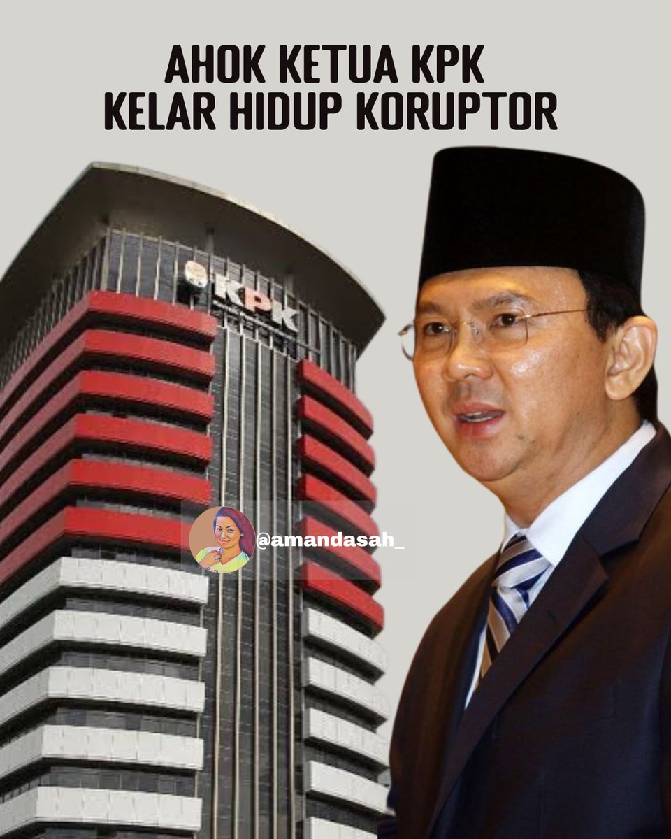 amandasah__'s tweet photo. Kalau Ahok jadi ketua @KPK_RI kelar hidup lo koruptor.
.
.
Setuju Ahok ketua @KPK_RI  RTL,  ga setuju reply. https://t.co/IDsHoVgxyI
