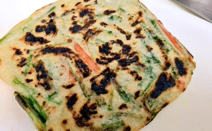 ルシサンホットサンドメーカーでチヂミ作れた焼印はミスりました 