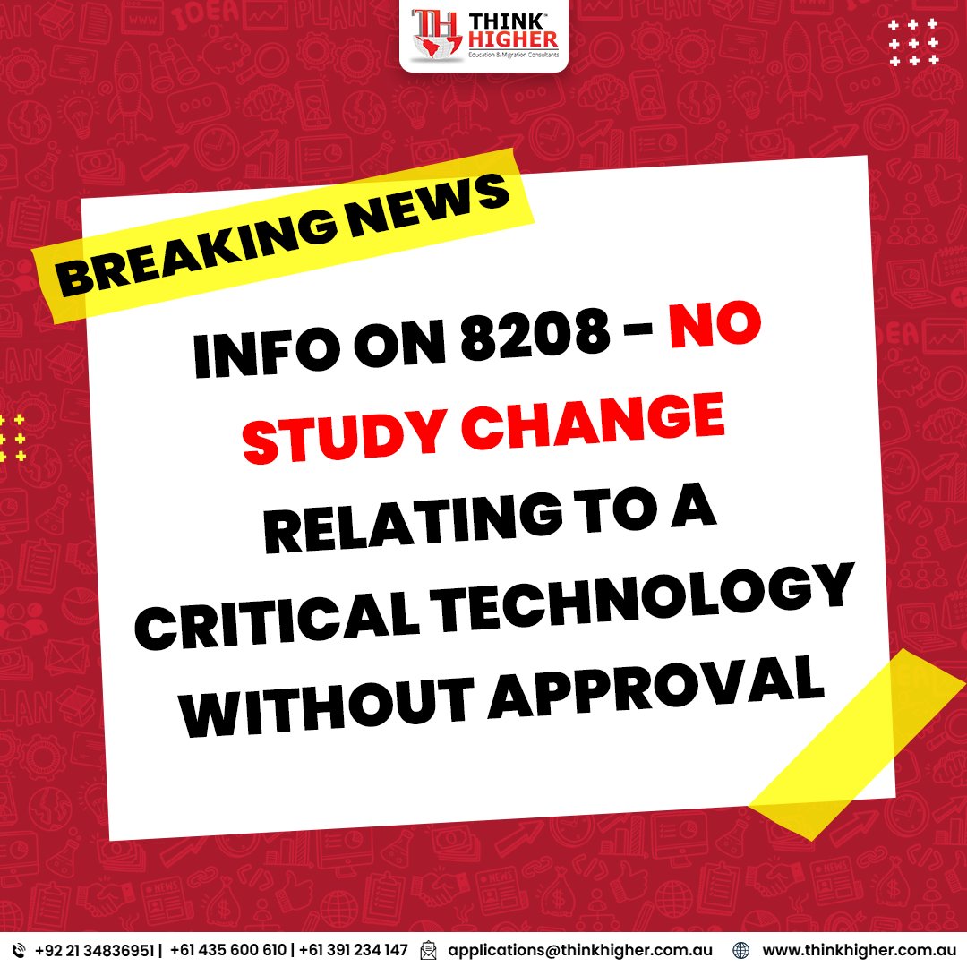 thinkhigheraus's tweet image. Student (subclass 500) visa holders subject to visa condition 8208 are not yet required to seek approval by the Minister for Home Affairs prior to changing the course of study.

#sc500 #studentvisa #coursechange #education #studyinaustralia #iternationalstudents #migration
