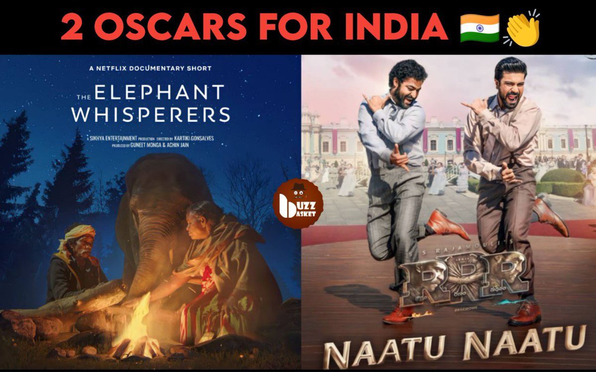 DISFFCY's tweet photo. #TheElephantWhisperers wins #Oscars95  for the Best Documentary Short Film.  #NaatuNaatu from #RRR movie wins for the best original #song.

Congratulations #India 👏 https://t.co/K2BMnPDjqC