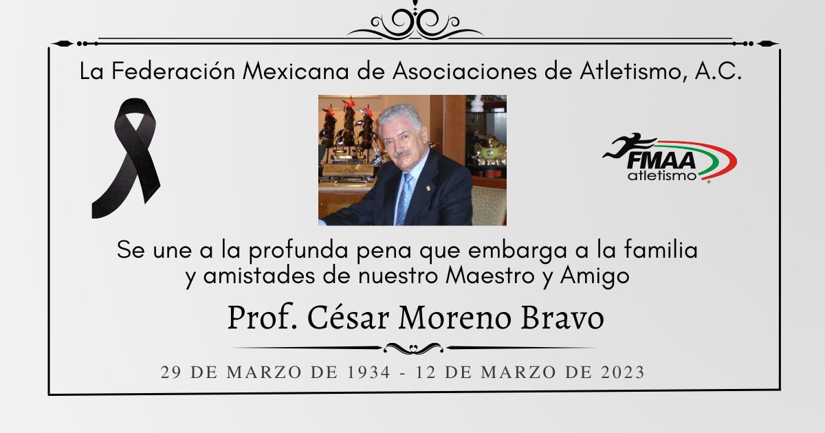 FMAA (@fmaamx) on Twitter photo Gran impulsor del atletismo, no sólo en México sino internacionalmente cómo Delegado Técnico en Juegos Olímpicos y Campeonatos Mundiales. Descanse en Paz. Gran impulsor del atletismo, no sólo en México sino internacionalmente cómo Delegado Técnico en Juegos Olímpicos y Campeonatos Mundiales. Descanse en Paz.