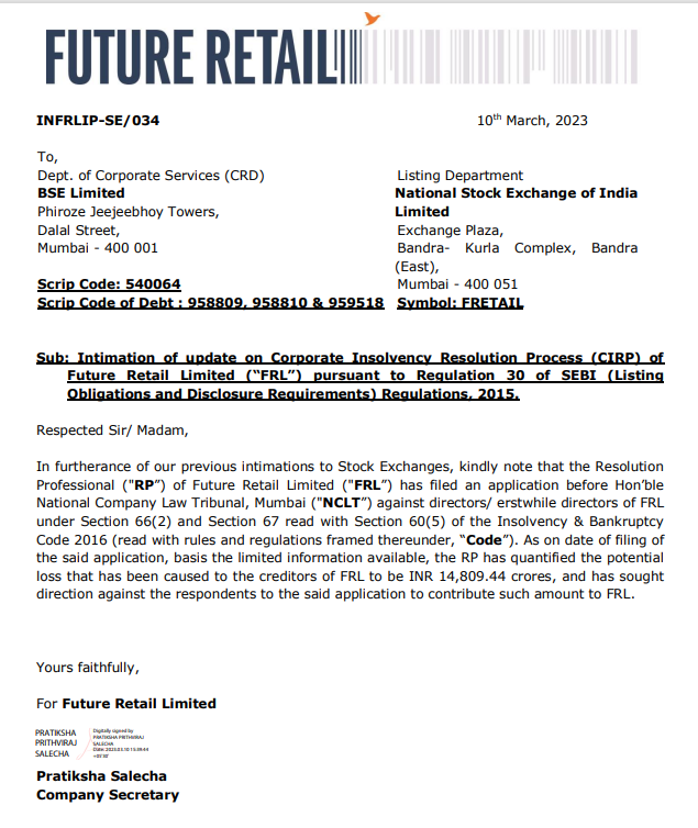 InGovern's tweet photo. RP of Future Retail has said that Directors (incl Promoters) have caused loss /defrauded Rs.14,809 crores.
Has asked them to return the money to the company.

Huge amount of money. NCLT must act fast!
Criminality must be established.

#futuregroup
https://t.co/9RKZ2b7ZN9 https://t.co/SyNXZTMH18