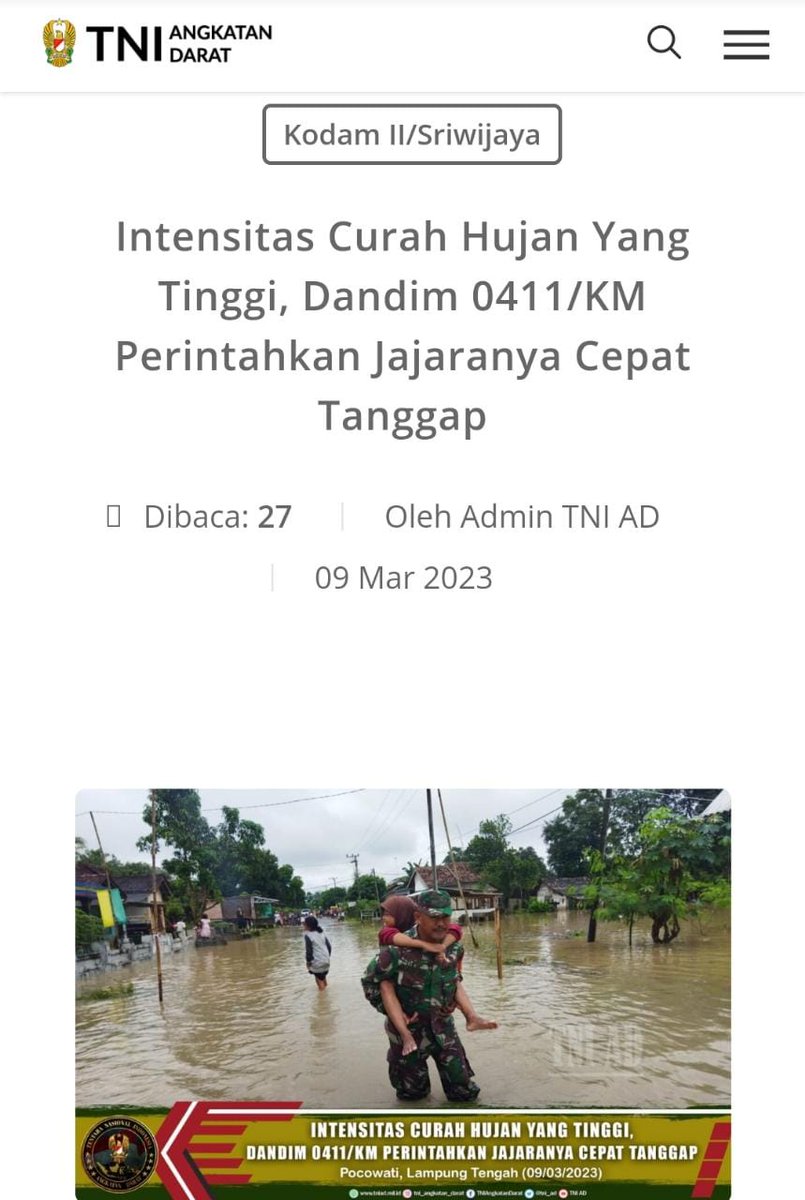 ShelaAgst's tweet photo. bahwasannya  cegah kemacetan karena banjir, babinsa laratama bantu kelancaran arus lalu lintas. 

@Ngopibareng_DAR

Angkatan Darat Di Hati Rakyat
Kasad Dudung Abdurachman https://t.co/S8TV4yJeHB