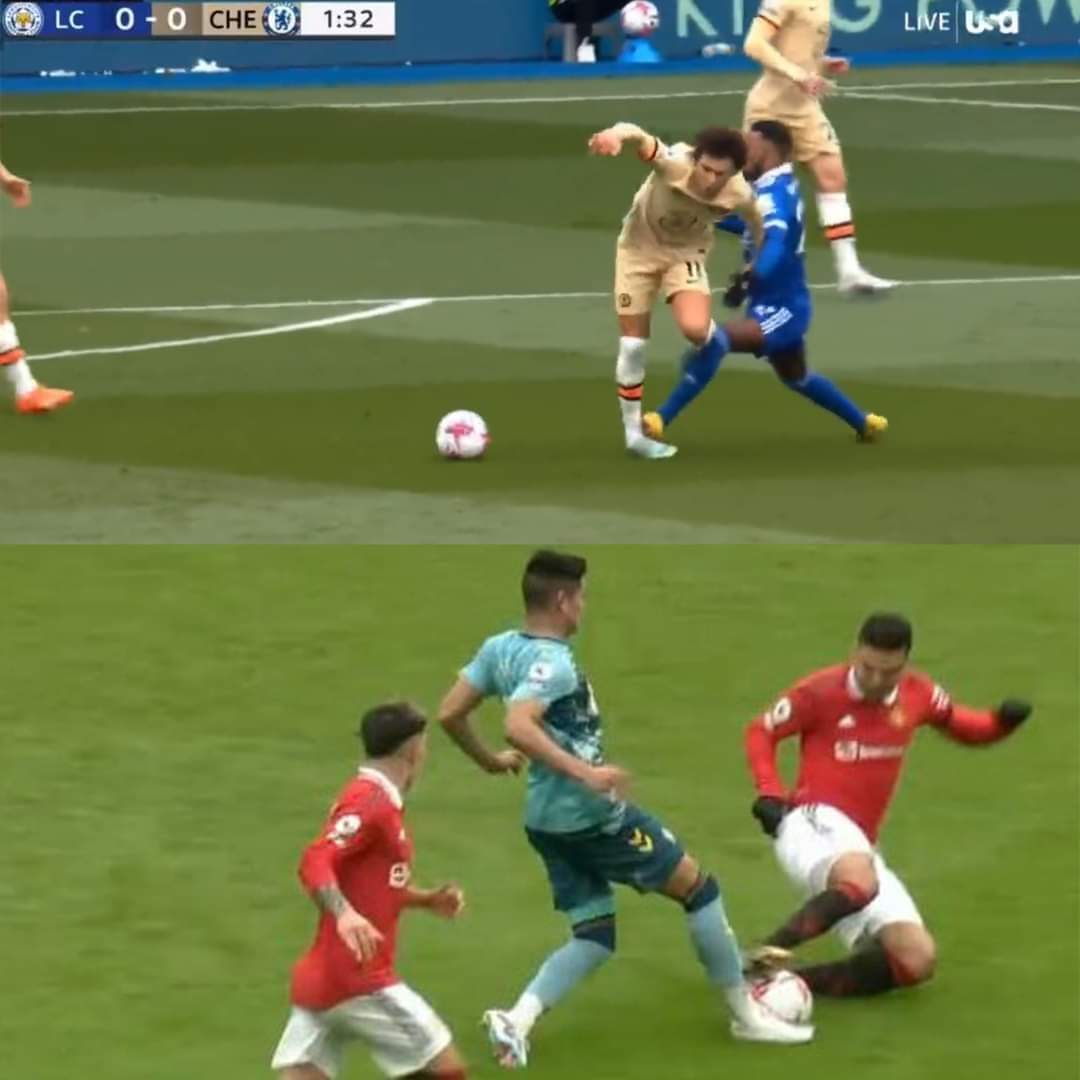 EarthQuake_Sp's tweet photo. @premierleague @SouthamptonFC No card and red card, Where's standard? https://t.co/mE567kAzA0