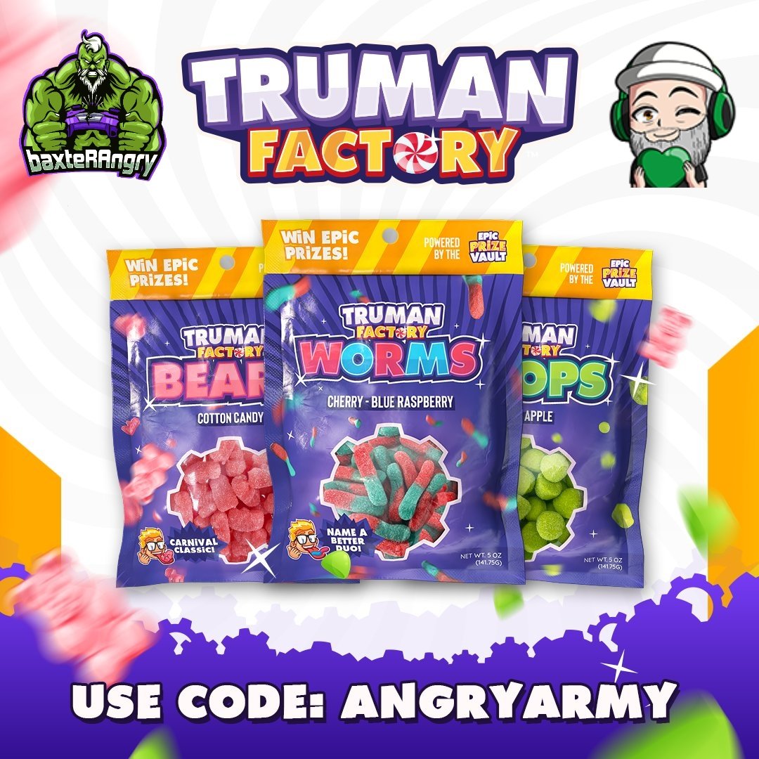 baxteRAngry's tweet photo. Looking for a sweet treat, then check out @Truman_Factory. They have rich, creamy chocolate bars🍫and soft, chewy gummies🍓🍏🍑🍒. Use code ANGRYARMY at checkout. #Ad
Have fun, play ANGRY!
Live, Laugh, SMASH!
#AngryArmy 👊🏻😡 #TeamAngry https://t.co/SXQbs6XgTG