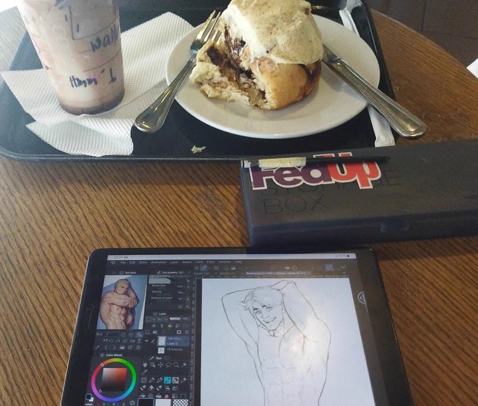 at a café drawing men rn 