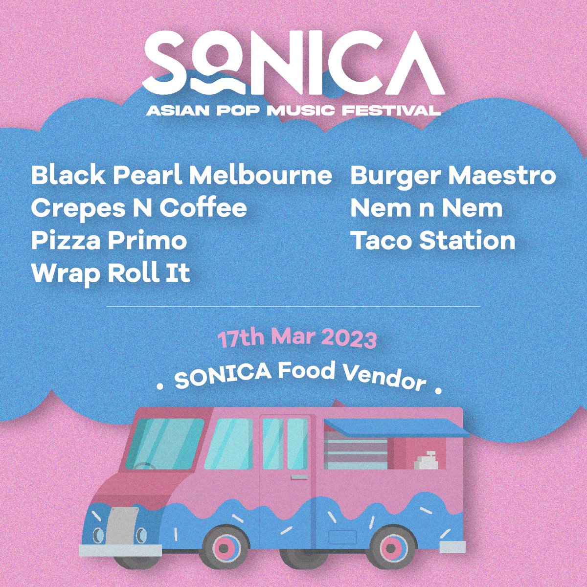 We’re big foodies at #sonicamusicfestival and we’re making sure that you are getting well 👏 fed 👏

From burgers to tacos, banh mis to bubble tea, make sure you full and fueled to party the night away🍴

#SONICA #melbourneevents #AsianPop #Kpop #MelbourneFestivals