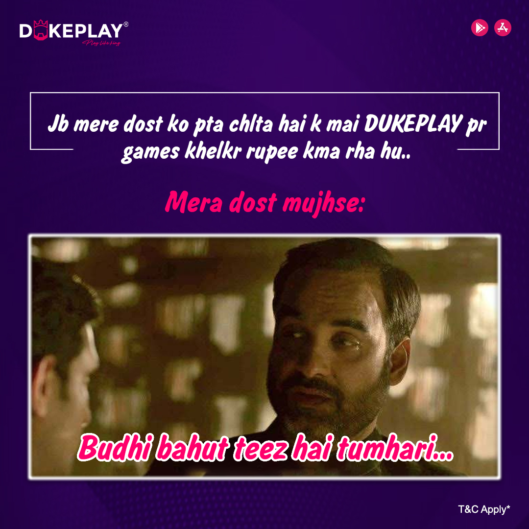 Buddhi bahut tez hai tumhari..🤩
Buddhi ka sahi istemal karo aur Dukeplay par paise kamao.
Download now👇
dukeplay.com/apps/dukeplay.…

#wincash #playgames #dukeplay #dukeplayindia #ludo #freegames #mobilegames #gameofthrones #dukeplay #dukeplayindia #earn #earning #passtime #game