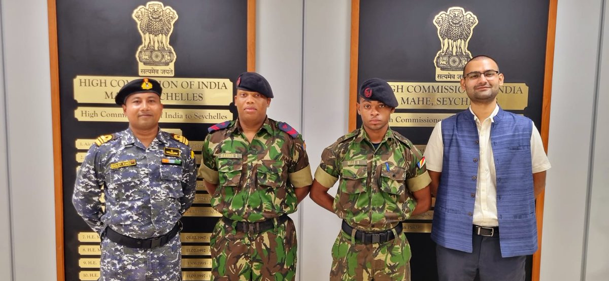 Seychelles Defence Forces personnel Corp Gilyano Beadoin and Priv Russel Belle are visiting India for the Maritime Law and Ops Course at Kochi. Wishing them All the Best!