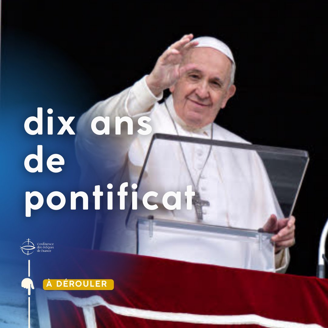 #HabemusPapam10 ! 
Le 13 mars 2013, l’archevêque de Buenos Aires succédait à Benoit XVI sur le trône de Saint-Pierre. Prenant le nom de François, Jorge Bergoglio, devenait le 266ème Pape de l’Église romaine. On vous propose 15 moments qui ont marqué ces 10 années de pontificat ⤵️