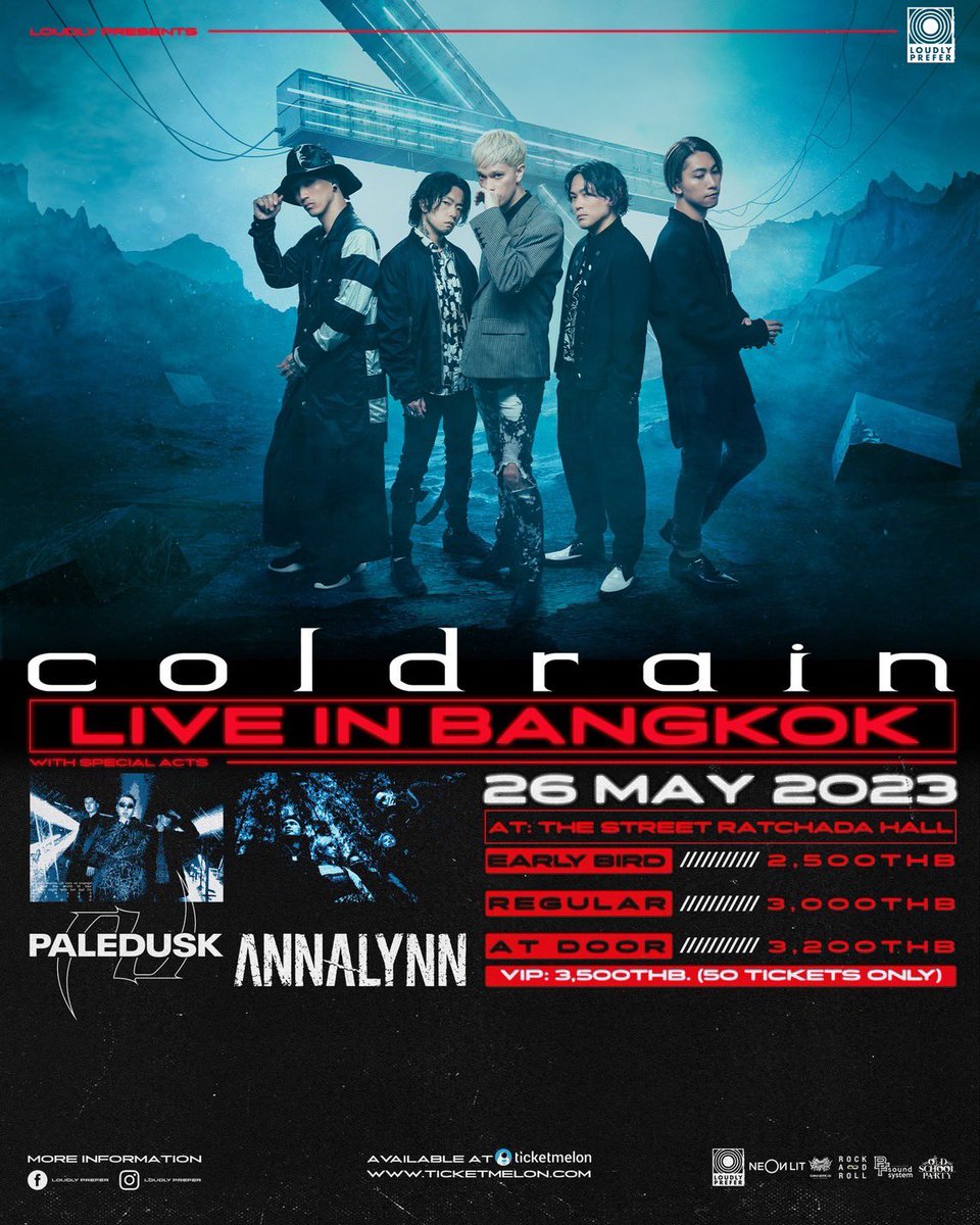 coldrain_jp's tweet photo. 【#coldrain Asia Tour 2023】

現已開始售票！！
詳細網址如下！

[5/25(四) 香港公演]
https://t.co/2HyxoBa9Zw

[5/26(五) 泰國公演]
https://t.co/s2q8IKVu3r

[5/28(日) 台灣公演]
https://t.co/jlBvYyUflk https://t.co/ILxvJ5NOeS